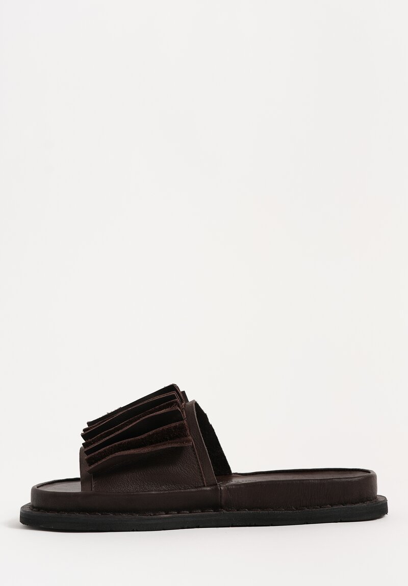 Trippen Waxed Leather Slip On Slate Sandals