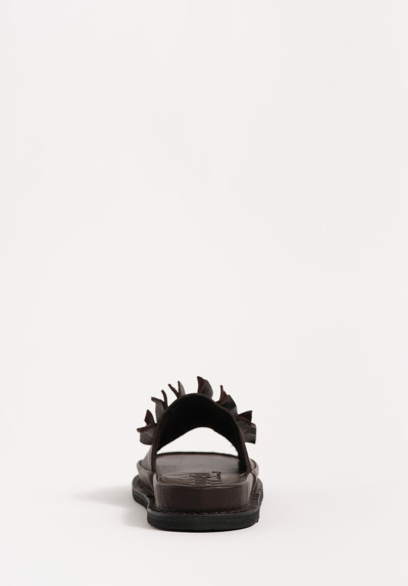 Trippen Waxed Leather Slip On Slate Sandals