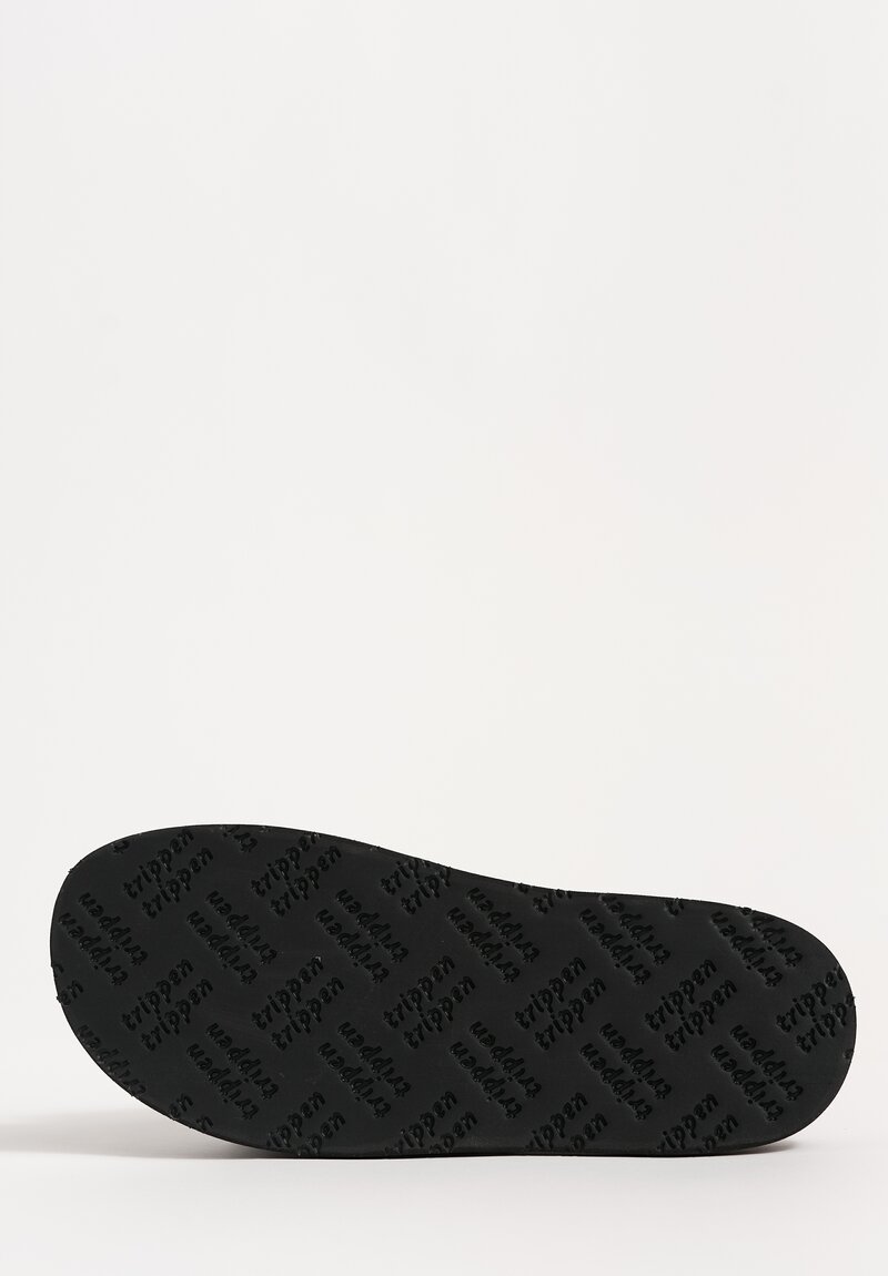 Trippen Waxed Leather Slip On Slate Sandals