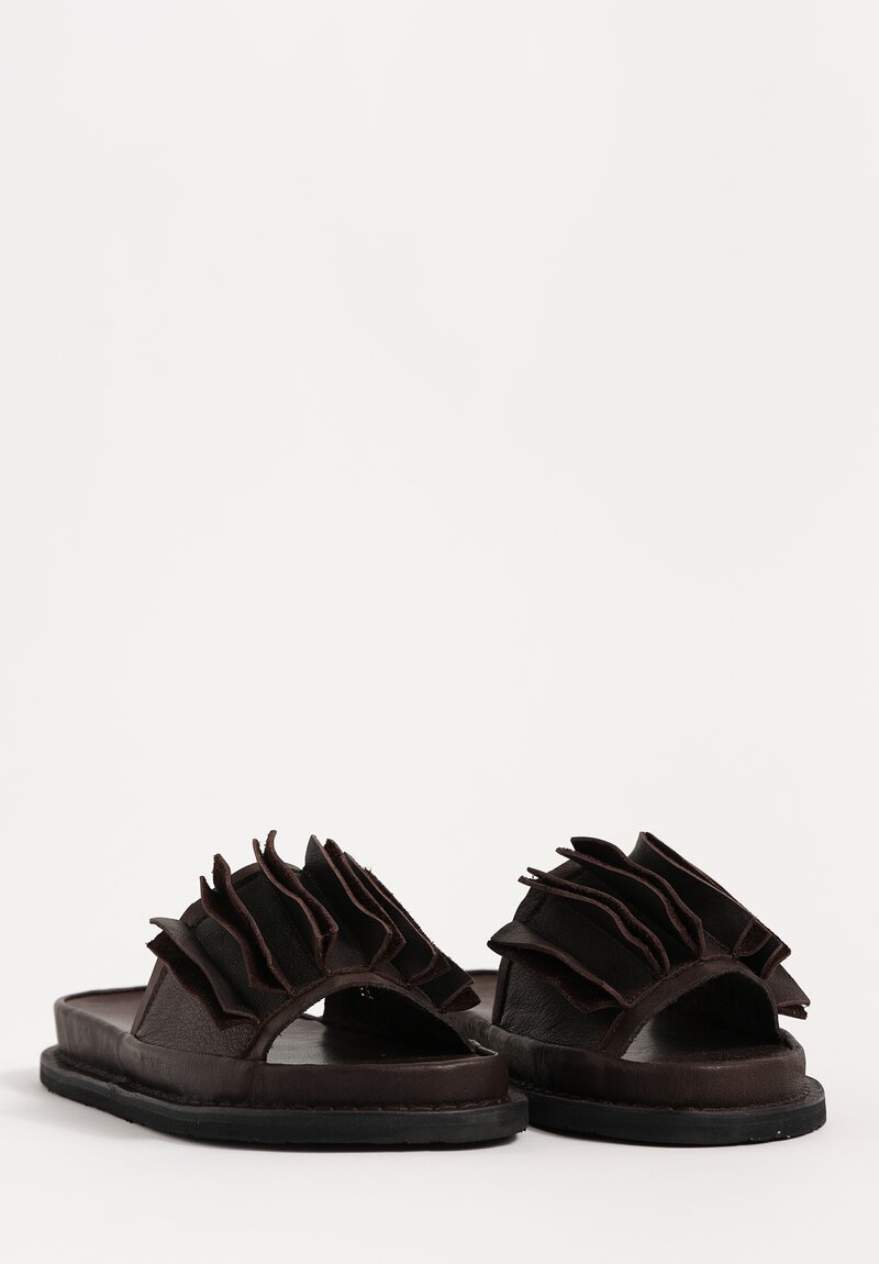 Trippen Waxed Leather Slip On Slate Sandals