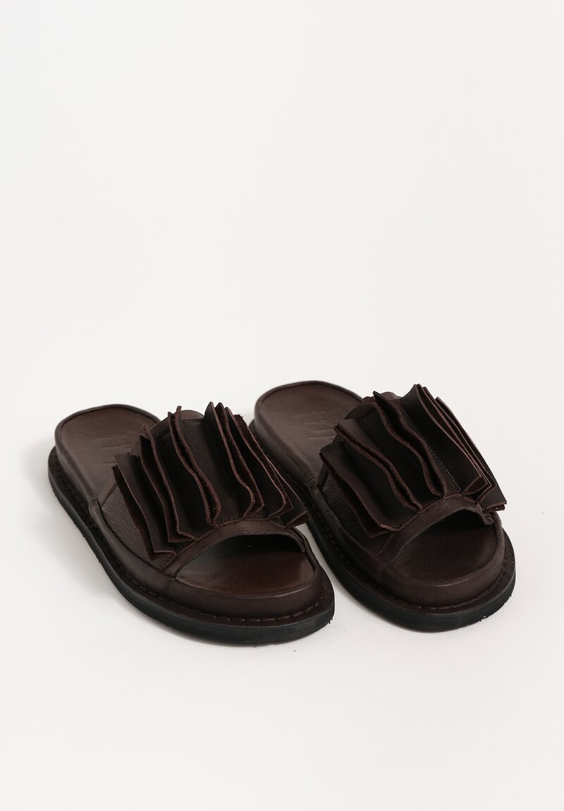 Trippen Waxed Leather Slip On Slate Sandals