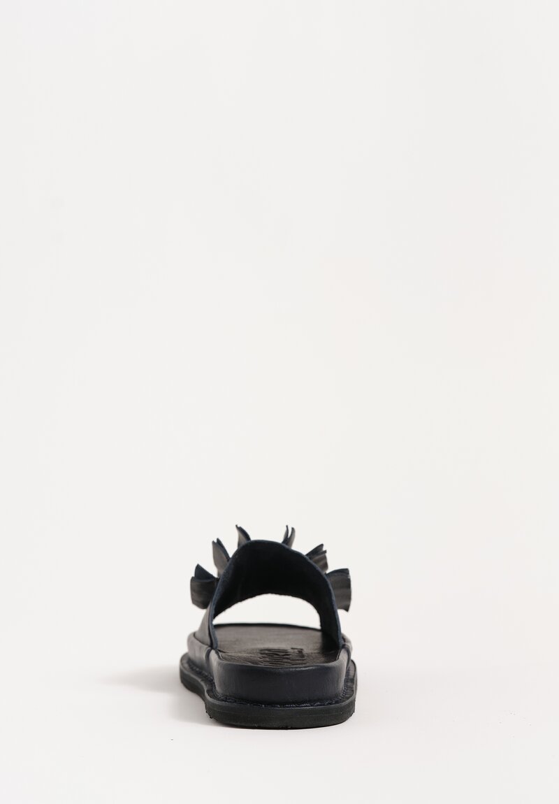 Trippen Waxed Leather Slip On Slate Sandals