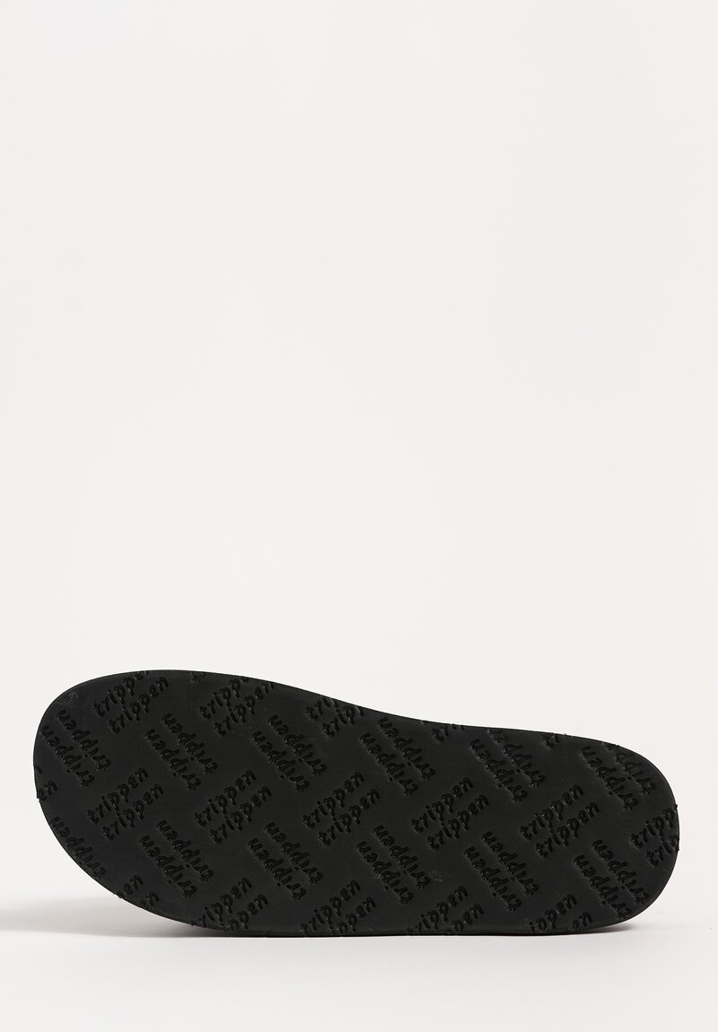 Trippen Waxed Leather Slip On Slate Sandals