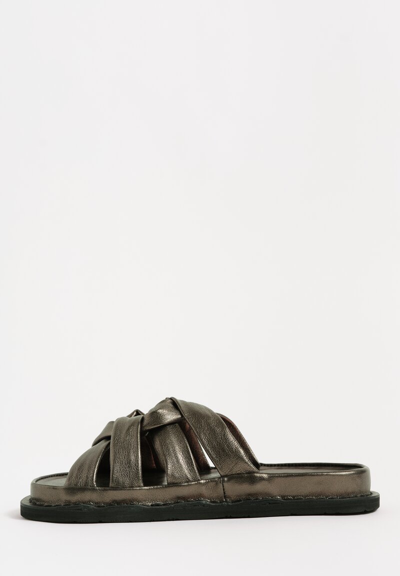 Trippen Metallic Leather Multi Strap Knotty Sandals