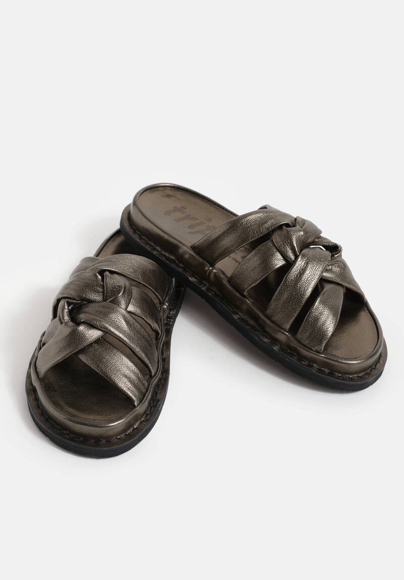 Trippen Metallic Leather Multi Strap Knotty Sandals