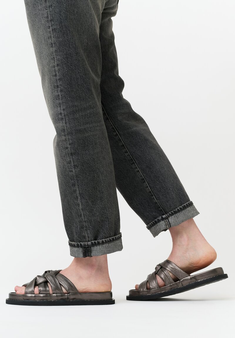 Trippen Metallic Leather Multi Strap Knotty Sandals