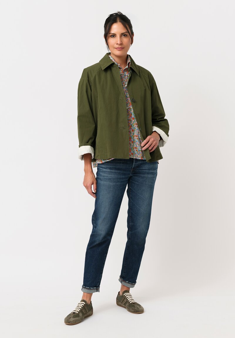 Daniela Gregis Washed Cotton Floral Cropped Uomo Larga Shirt