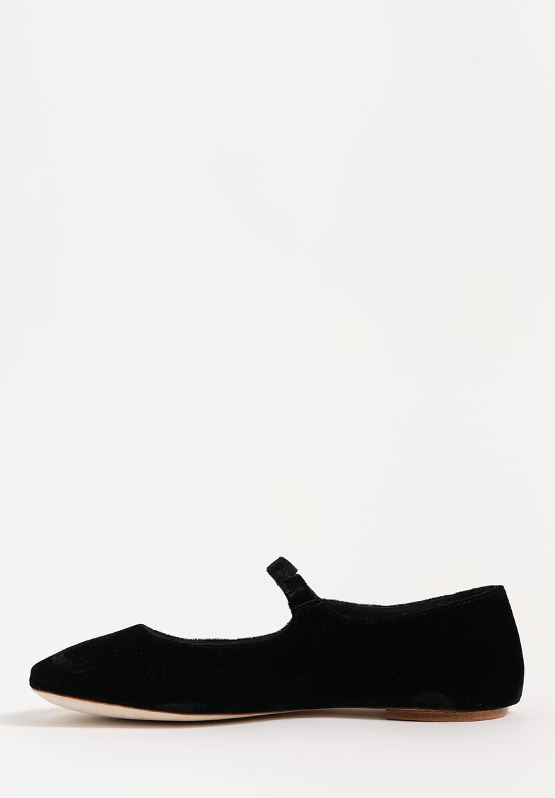 Daniela Gregis Cotton Velvet Ballerina Bottoncino Mary Jane Flats