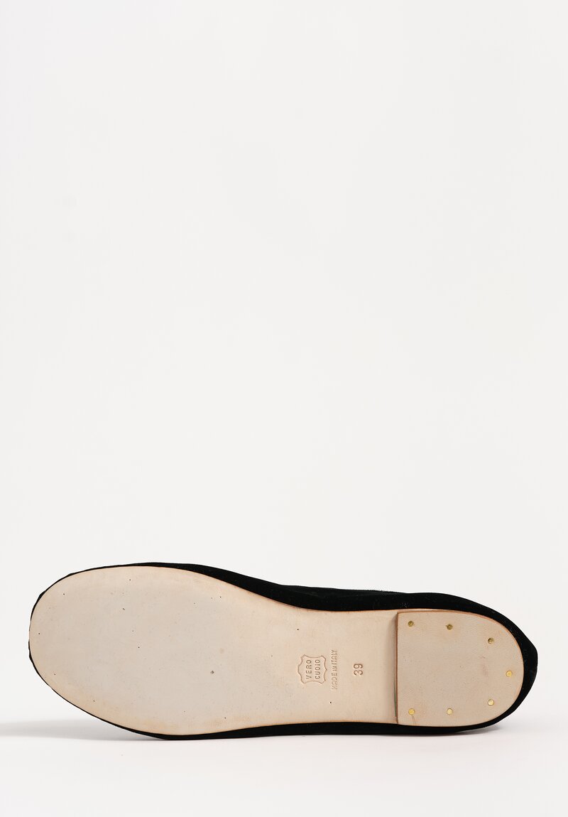 Daniela Gregis Cotton Velvet Ballerina Bottoncino Mary Jane Flats