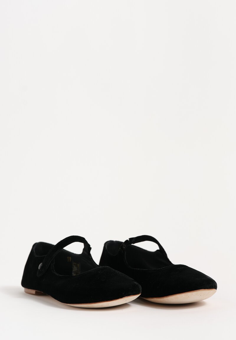 Daniela Gregis Cotton Velvet Ballerina Bottoncino Mary Jane Flats