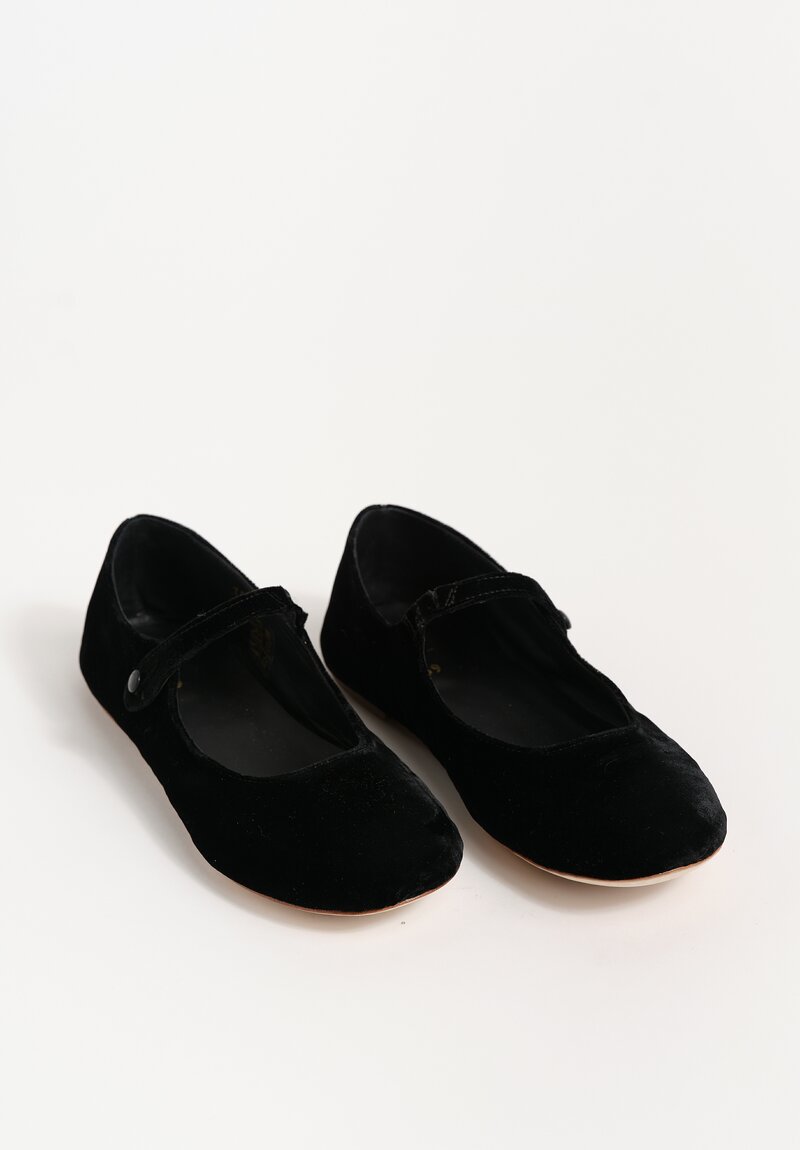 Daniela Gregis Cotton Velvet Ballerina Bottoncino Mary Jane Flats