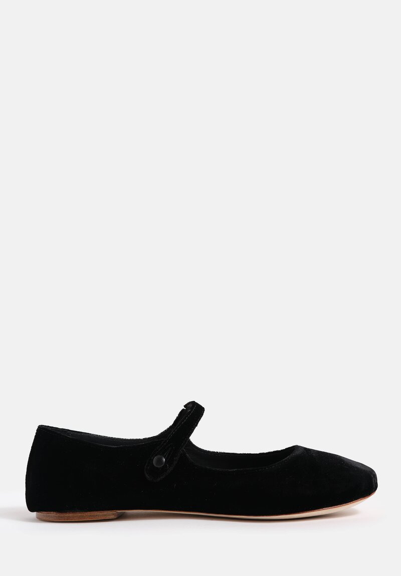 Daniela Gregis Cotton Velvet Ballerina Bottoncino Mary Jane Flats
