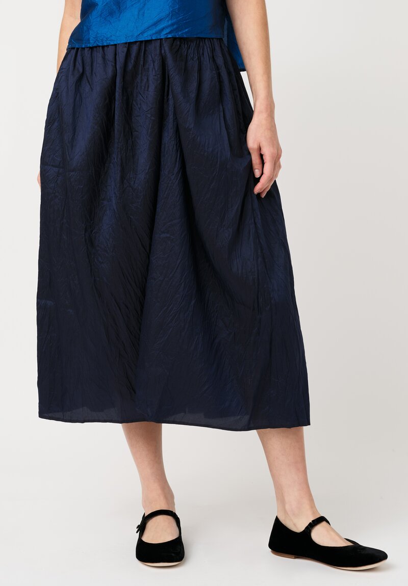 Christian Peau Silk Wrap Skirt in Midnight Navy Blue