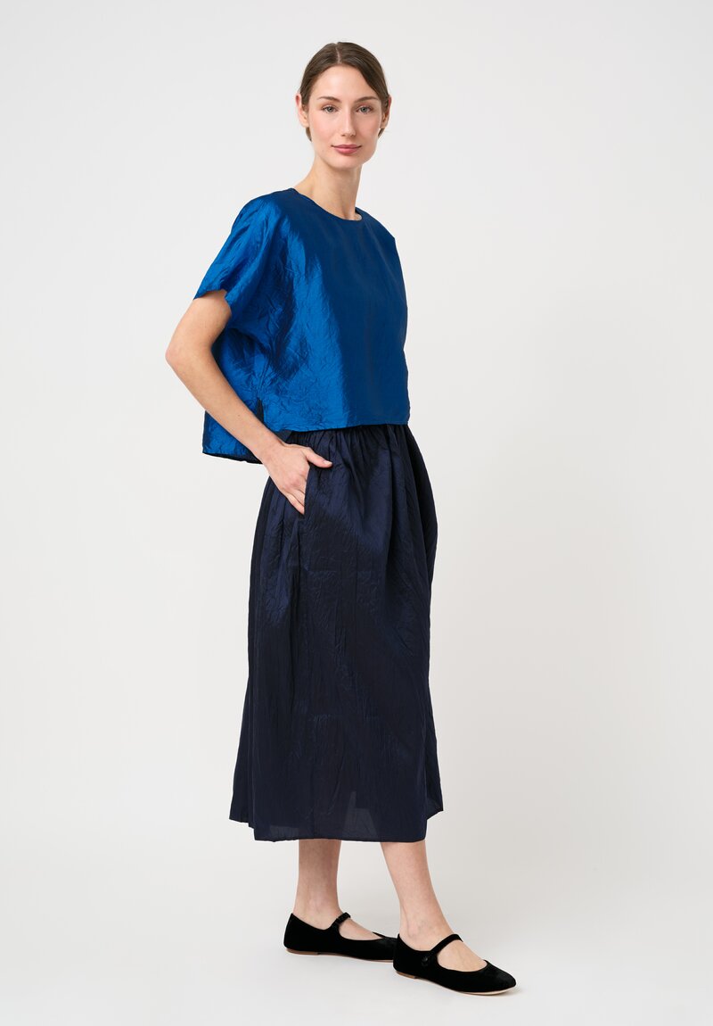 Christian Peau Silk Wrap Skirt in Midnight Navy Blue