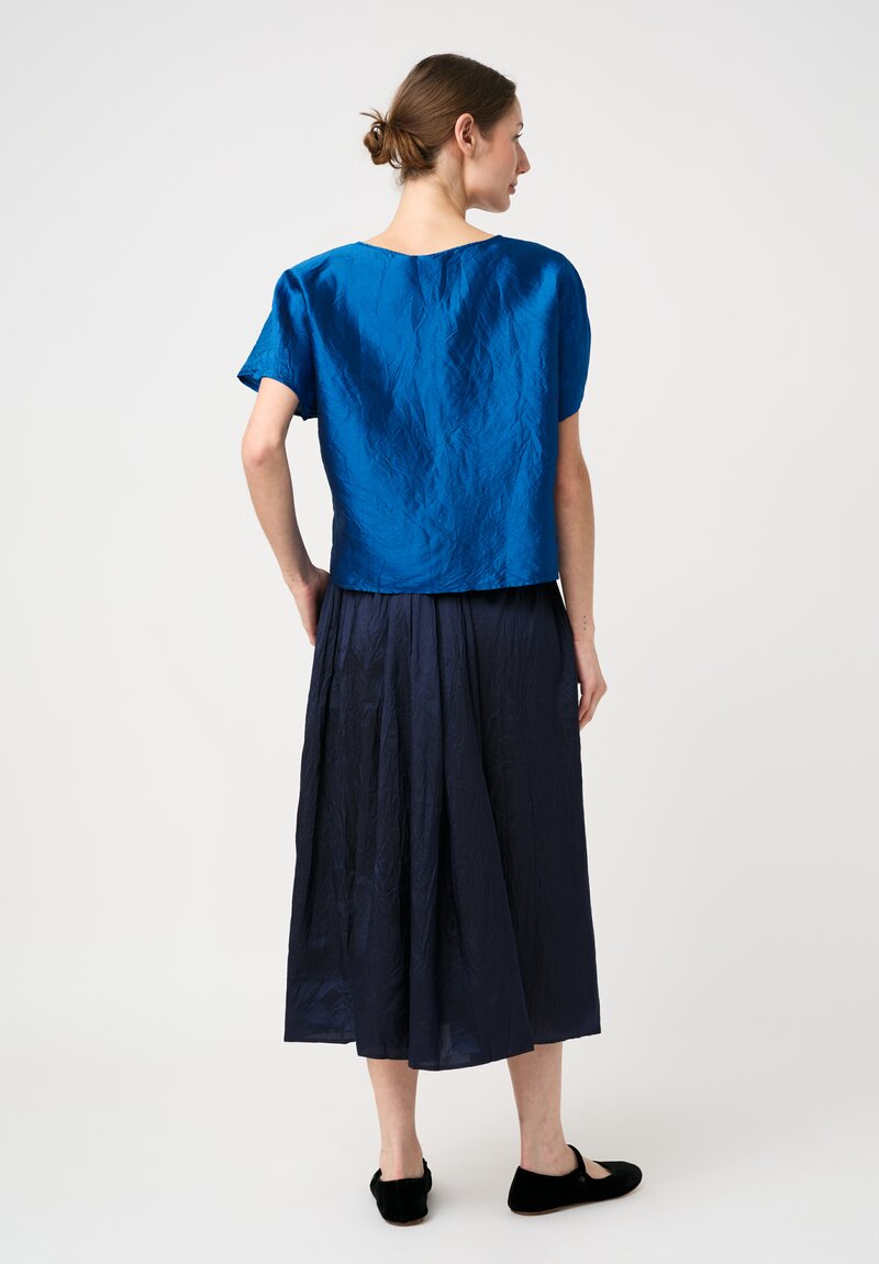 Christian Peau Silk Wrap Skirt in Midnight Navy Blue