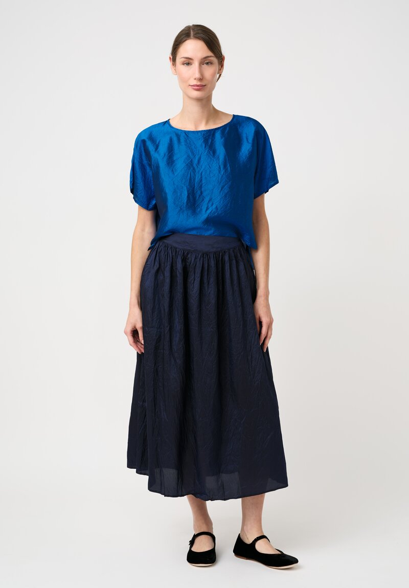 Christian Peau Silk Wrap Skirt in Midnight Navy Blue