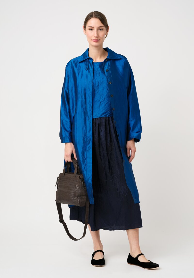 Christian Peau Silk Wrap Skirt in Midnight Navy Blue