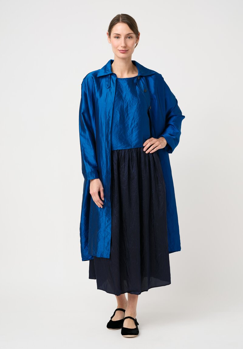 Christian Peau Silk Wrap Skirt in Midnight Navy Blue