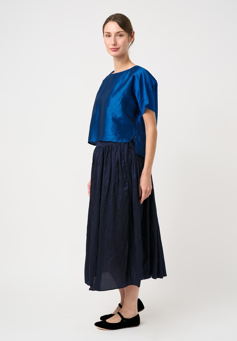 Christian Peau Silk Wrap Skirt in Midnight Navy Blue