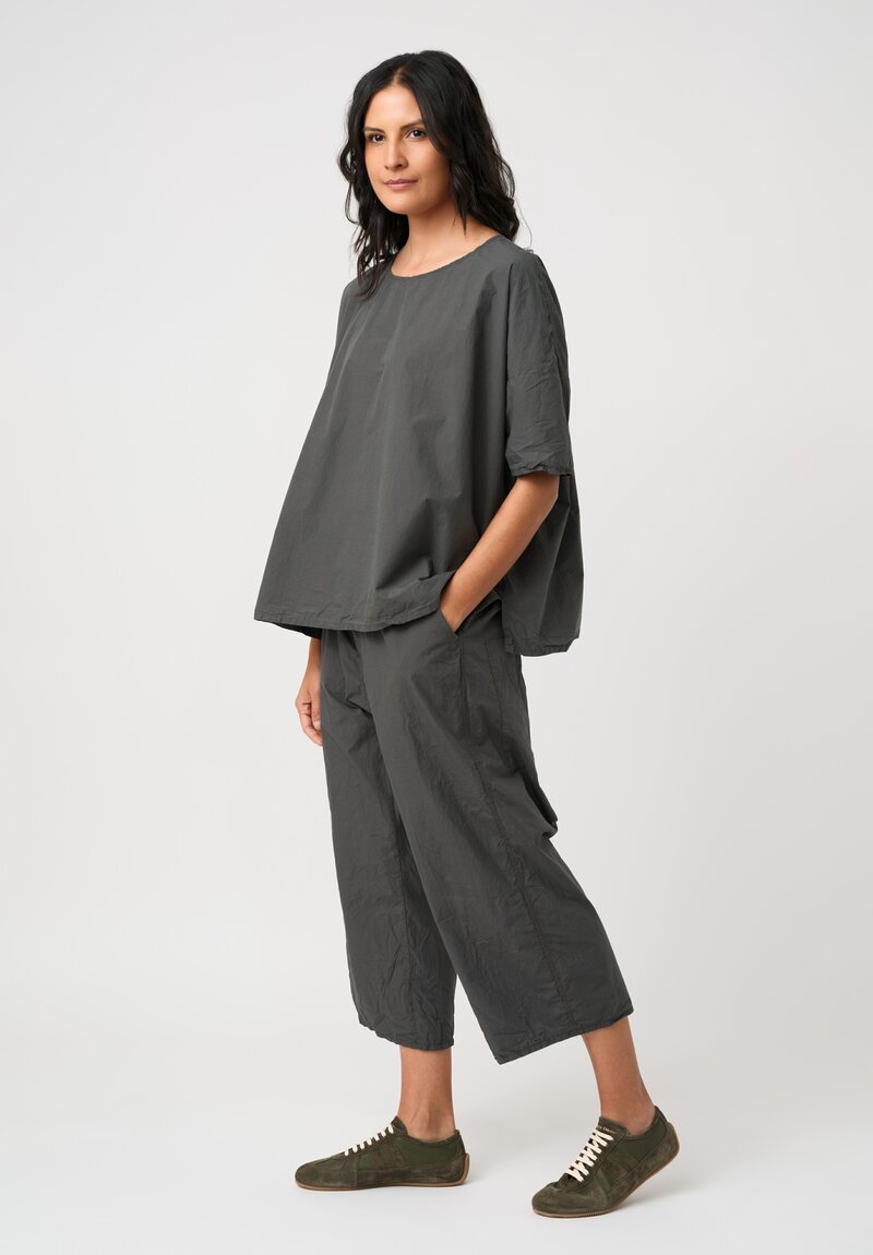 Album di Famiglia Tissue Cotton Simple T-Shirt Top in Thyme Green Grey