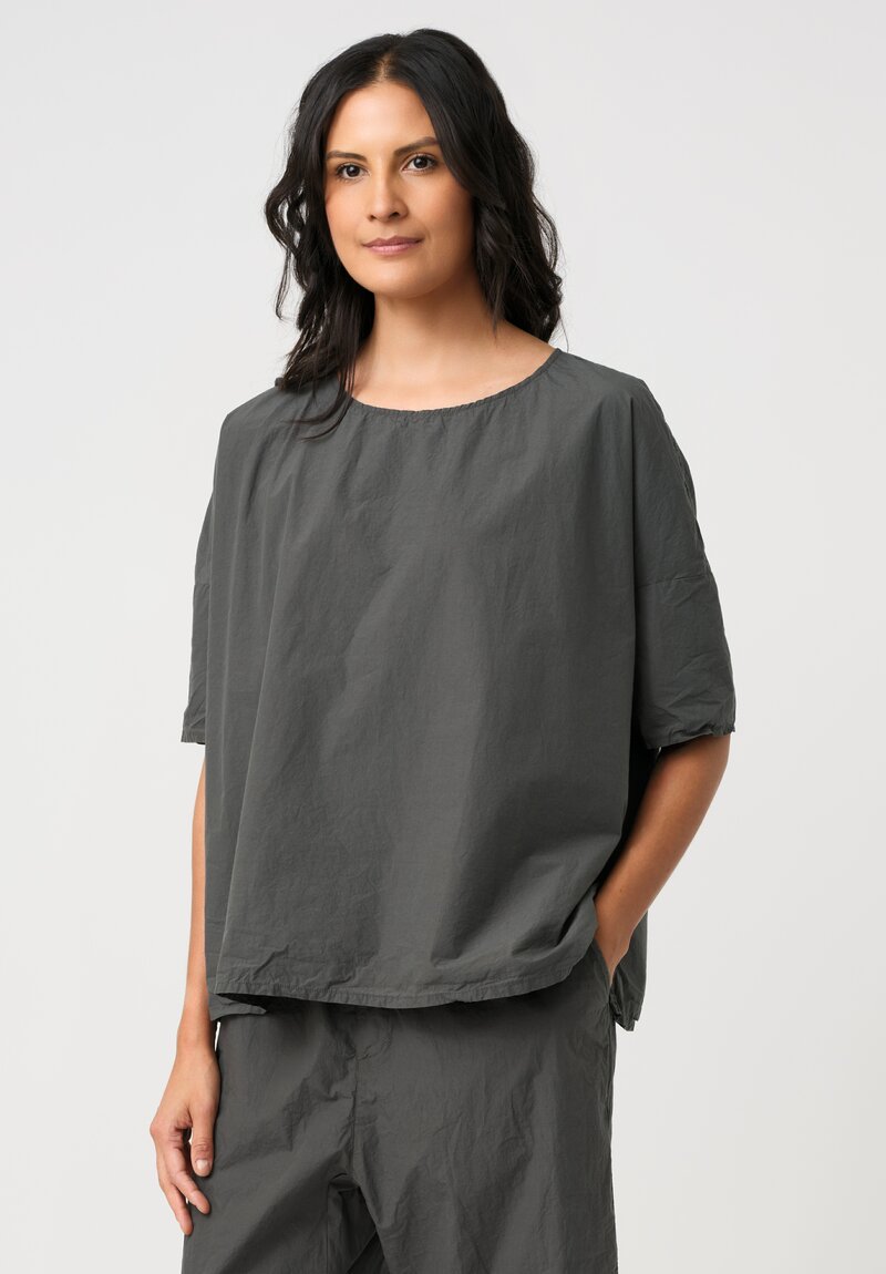 Album di Famiglia Tissue Cotton Simple T-Shirt Top in Thyme Green Grey