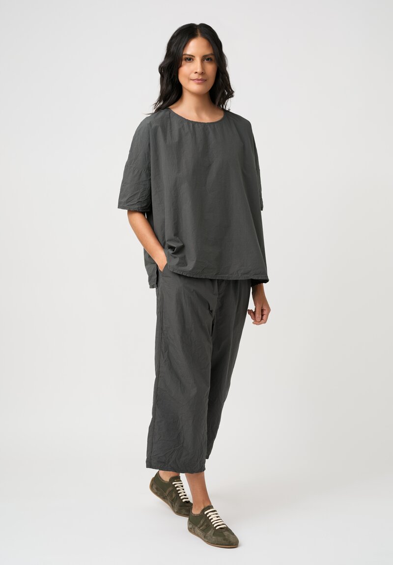 Album di Famiglia Tissue Cotton Simple T-Shirt Top in Thyme Green Grey