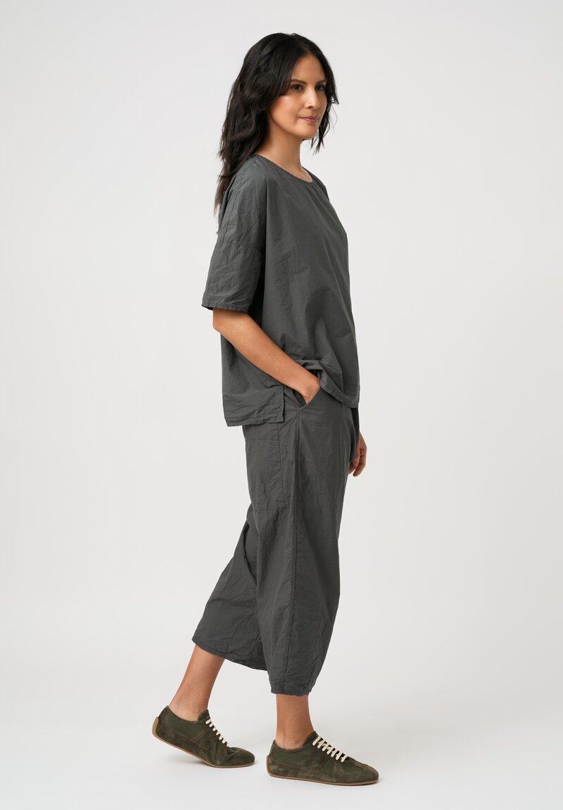 Album di Famiglia Tissue Cotton Simple T-Shirt Top in Thyme Green Grey