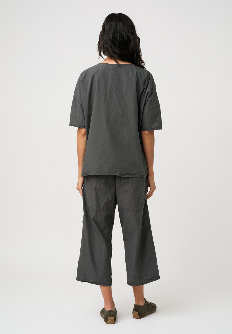 Album di Famiglia Tissue Cotton Simple T-Shirt Top in Thyme Green Grey