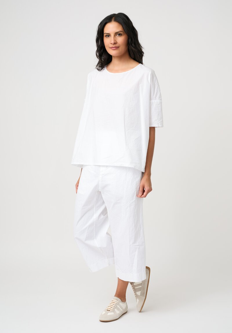 Album di Famiglia Tissue Cotton Simple T-Shirt Top in White