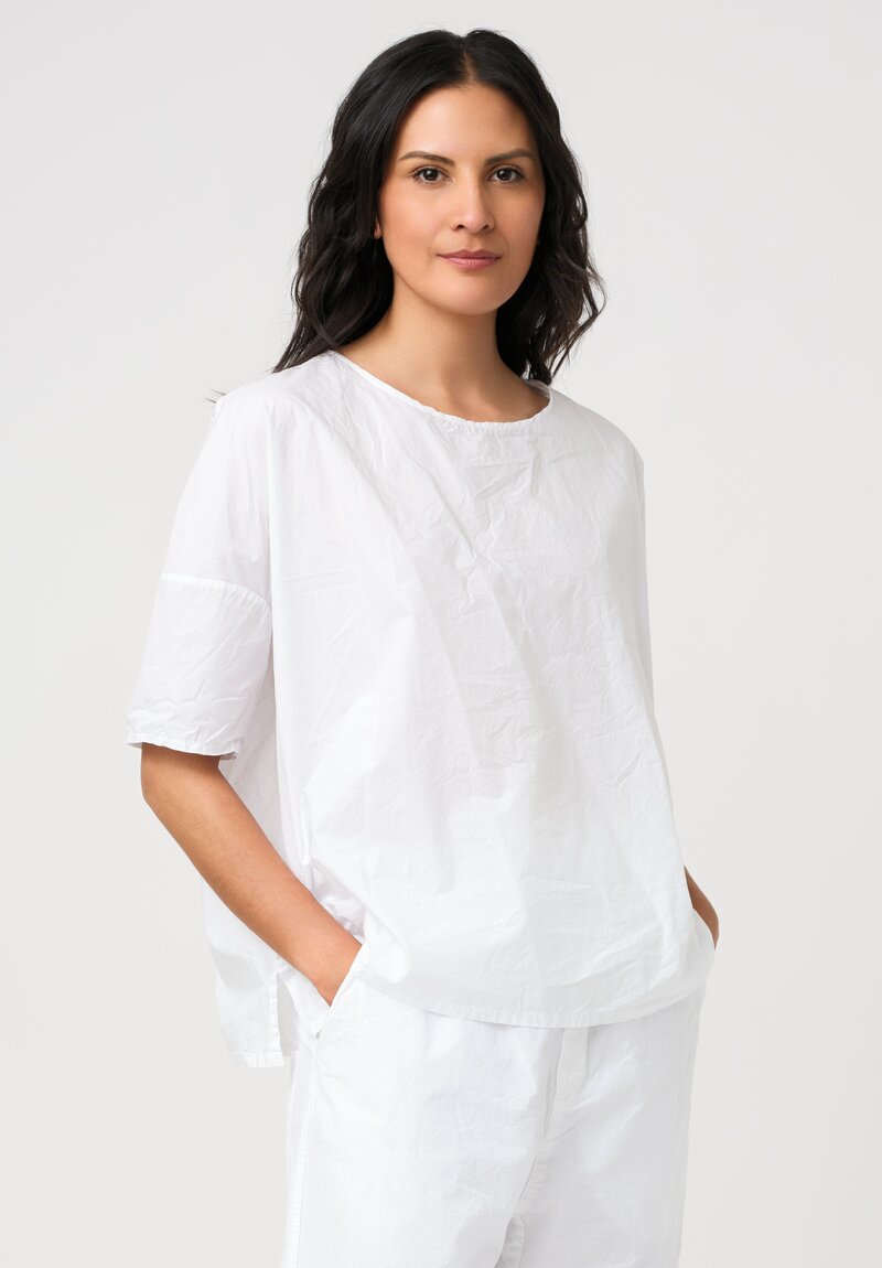 Album di Famiglia Tissue Cotton Simple T-Shirt Top in White