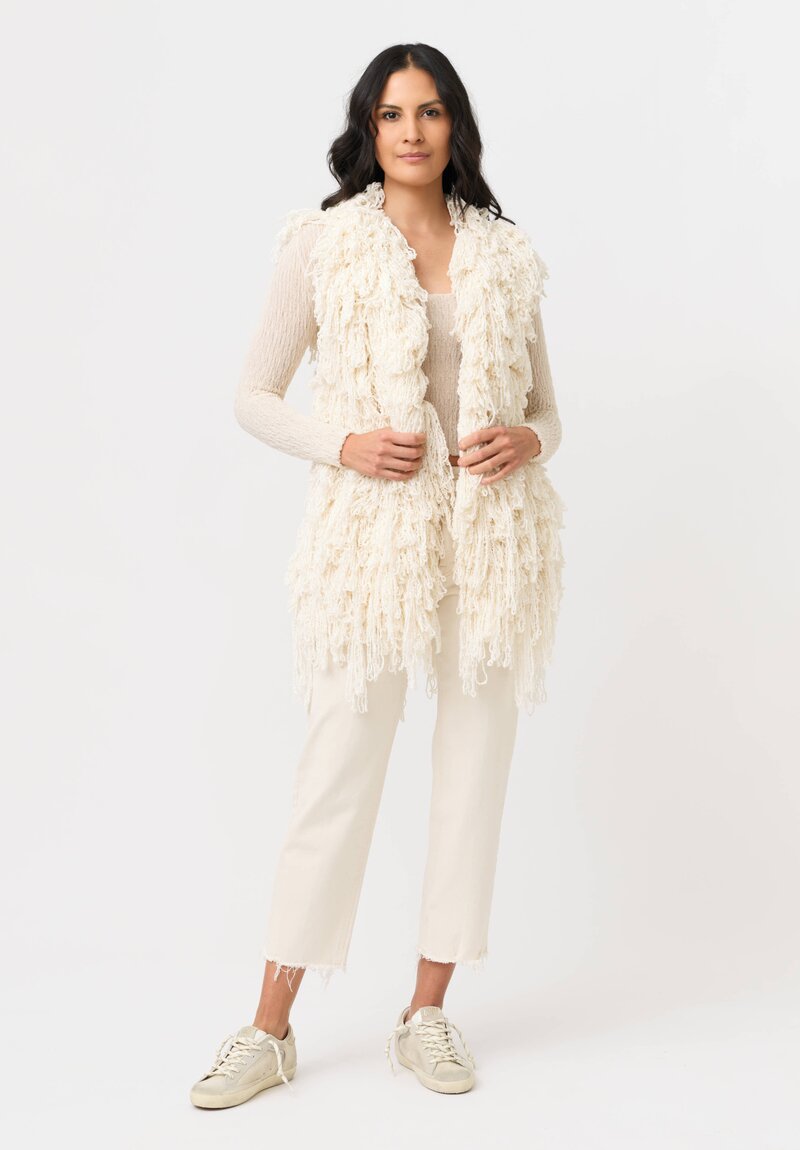 Isabel Benenato Stretch Cotton Gauze Long Sleeve Crop Top
