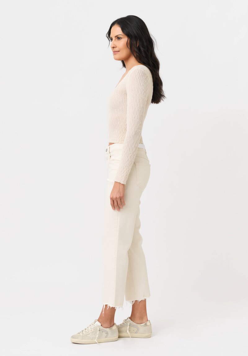 Isabel Benenato Stretch Cotton Gauze Long Sleeve Crop Top