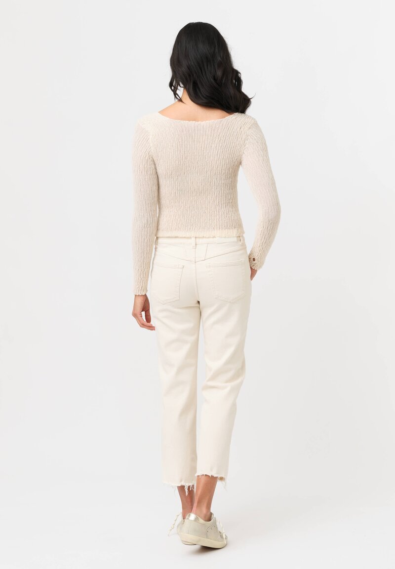 Isabel Benenato Stretch Cotton Gauze Long Sleeve Crop Top