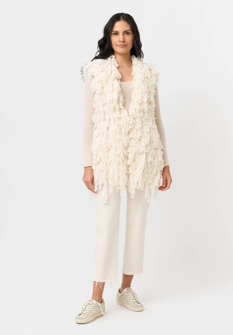 Isabel Benenato Fringed Shag Yarn Vest