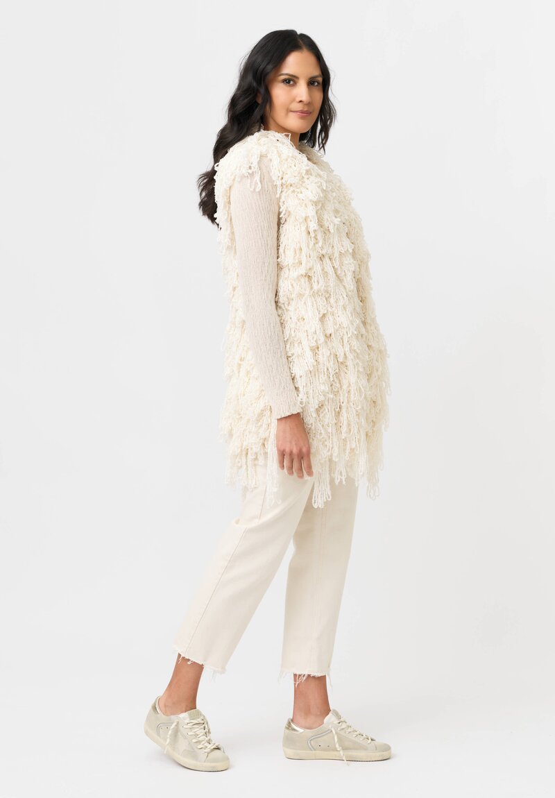 Isabel Benenato Fringed Shag Yarn Vest