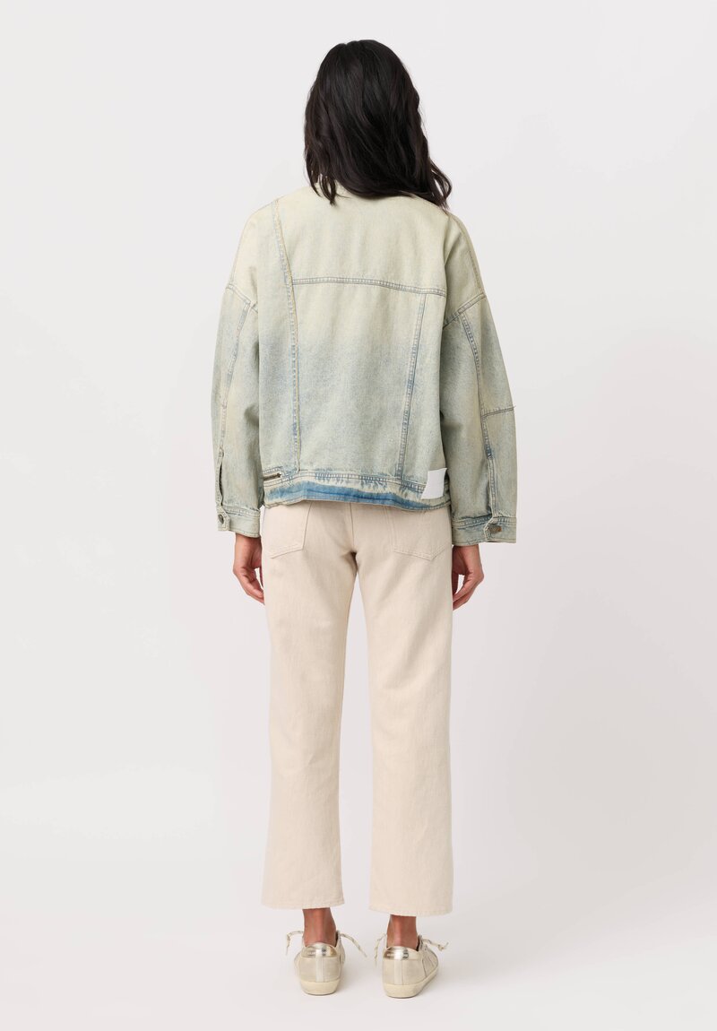 Isabel Benenato Cotton Denim No Collar Boxy Jacket
