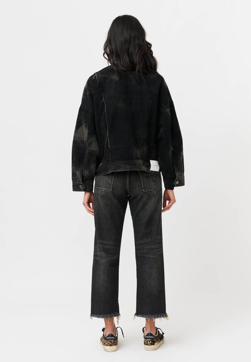 Isabel Benenato Cotton Denim No Collar Boxy Jacket