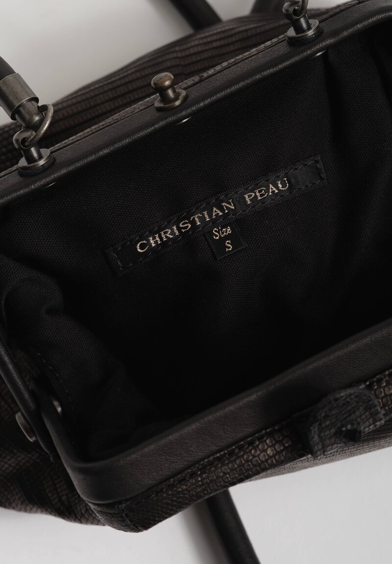 Christian Peau Lizard Leather Tall Frame Shoulder Bag