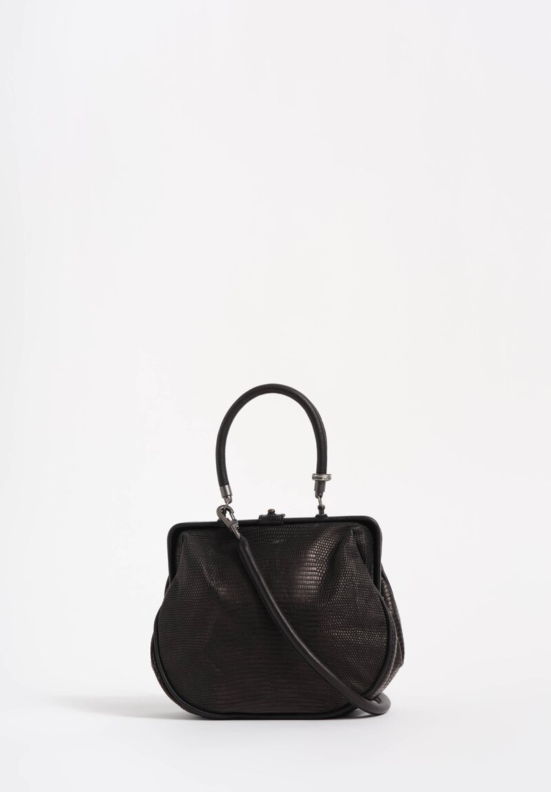 Christian Peau Lizard Leather Rounded Square Frame Shoulder Bag