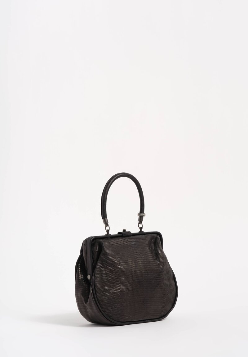 Christian Peau Lizard Leather Rounded Square Frame Shoulder Bag