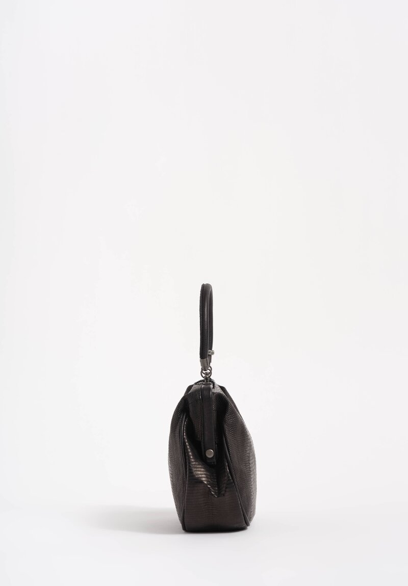 Christian Peau Lizard Leather Rounded Square Frame Shoulder Bag
