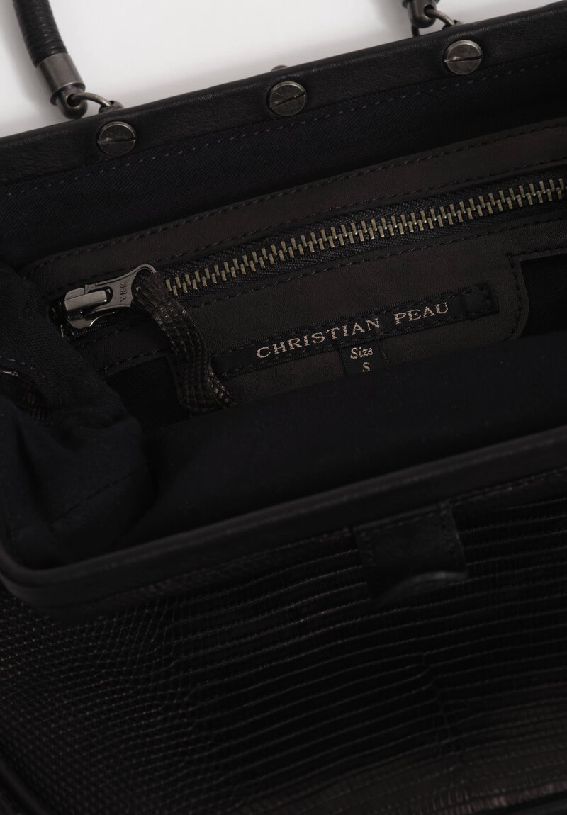 Christian Peau Lizard Leather Rounded Square Frame Shoulder Bag