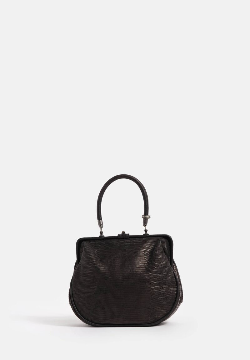 Christian Peau Lizard Leather Rounded Square Frame Shoulder Bag