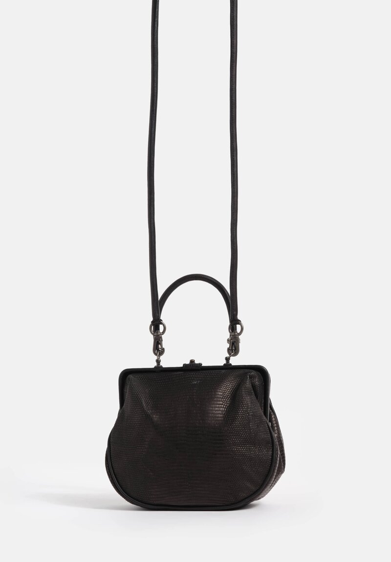 Christian Peau Lizard Leather Rounded Square Frame Shoulder Bag