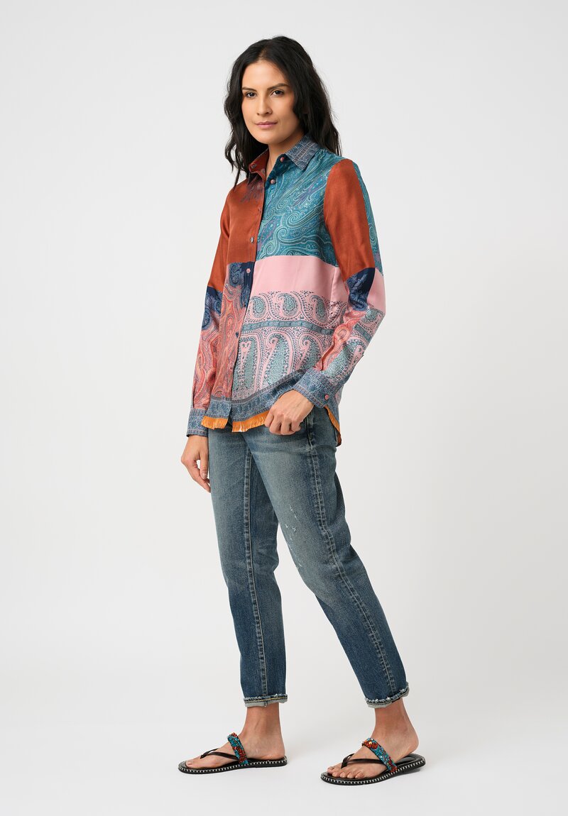 Pierre-Louis Mascia Silk Aloe Shirttail Hem Top