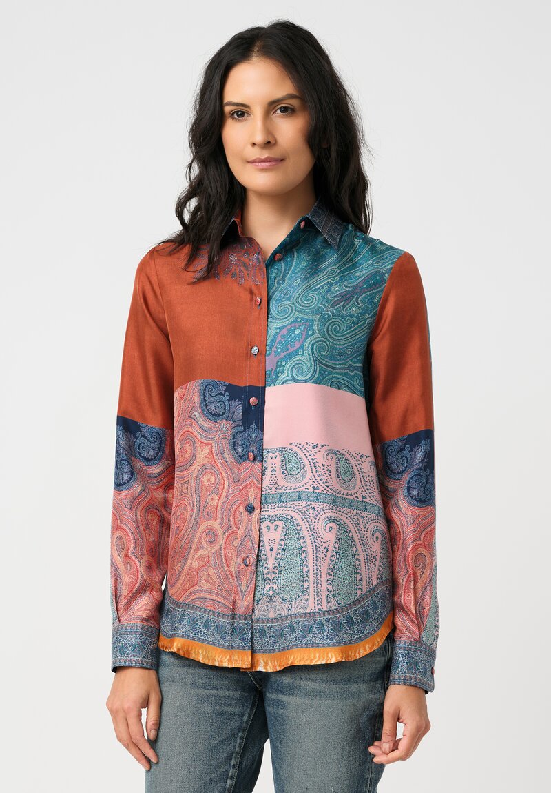 Pierre-Louis Mascia Silk Aloe Shirttail Hem Top