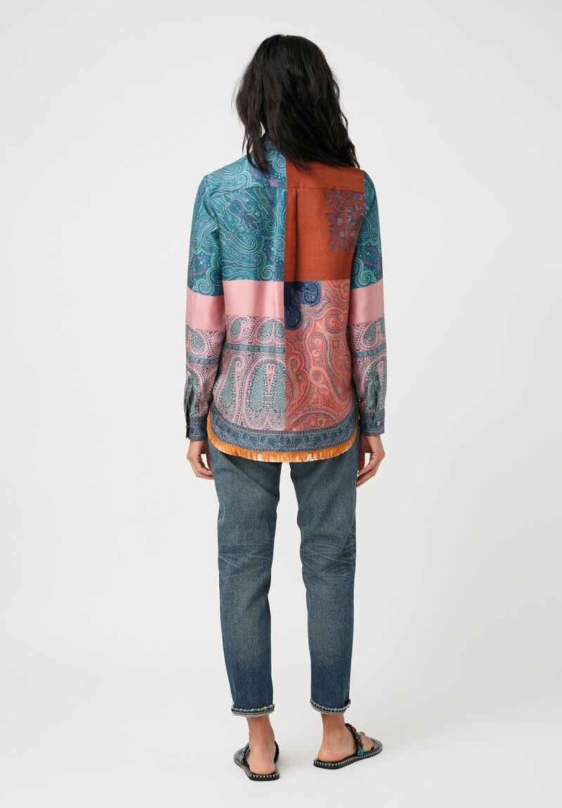 Pierre-Louis Mascia Silk Aloe Shirttail Hem Top