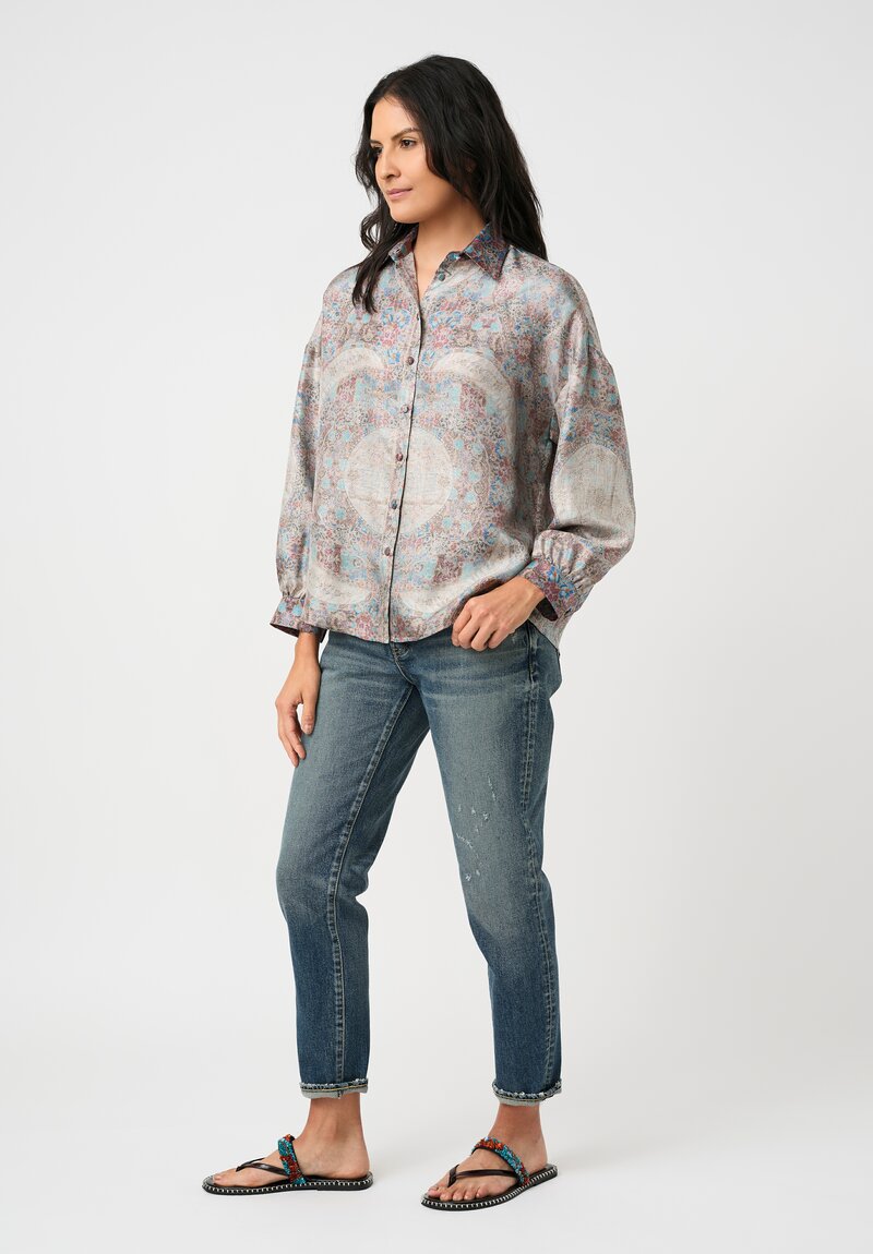 Pierre-Louis Mascia Silk Aloe Button Down Top