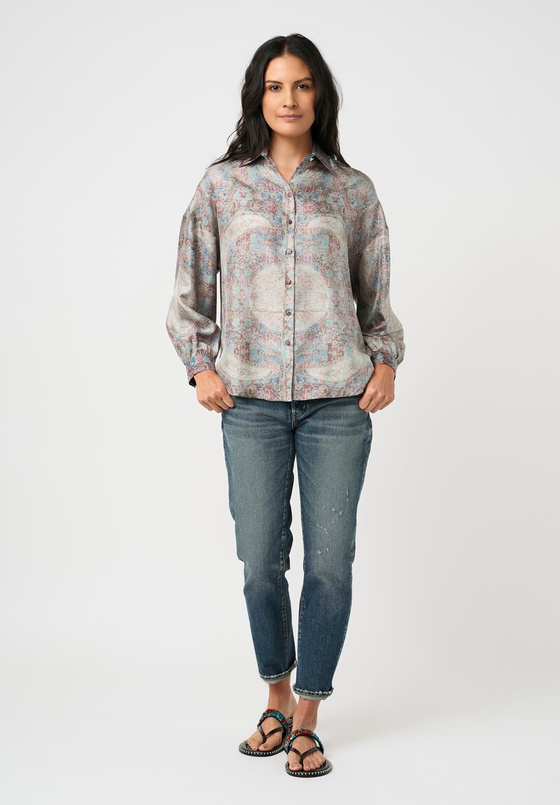 Pierre-Louis Mascia Silk Aloe Button Down Top