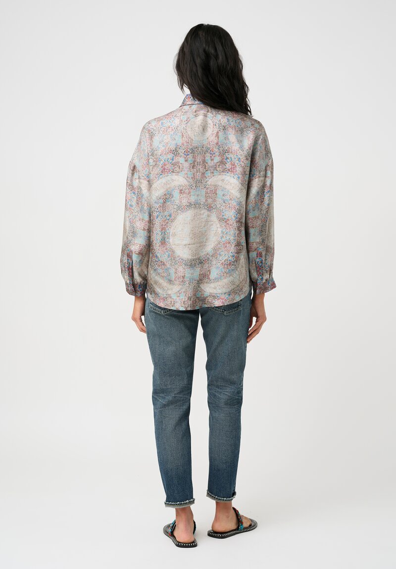 Pierre-Louis Mascia Silk Aloe Button Down Top